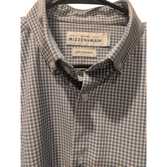 Mizzen Main Leeward Shirt Mens Large Standard FIt Blue Check Button Down - Picture 1 of 6